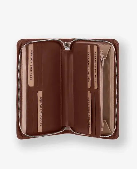 ATELIERS FOURES - Portefeuille Cuir Lisse - Grand Format - PERSÉPHONE - Fauve sportium store