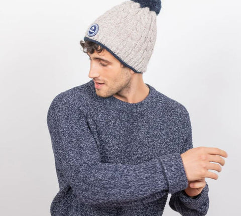 CABAIA - Bonnet + 3 Pompons - doublé polaire - Creamy Gin - Crème sportium store