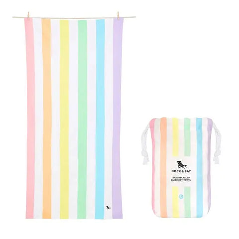 DOCK & BAY - Serviette de Plage - XL (200x90cm) - Séchage Rapide - Vagues Arc-en-ciel - sportium store