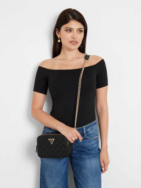 GUESS - Sac à bandoulière Giully surpiqué - Noir sportium store