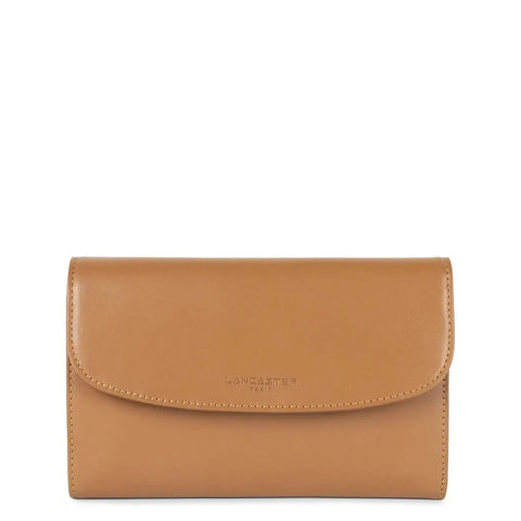 LANCASTER - Grand Portefeuille à rabat - en cuir - Paris PM - Camel - sportium store