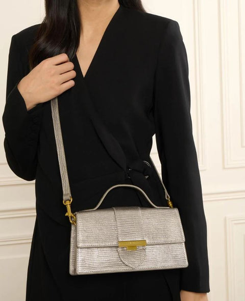 LANCASTER - Sac Baguette à Rabat - Exo Ily - Champagne lézard sportium store