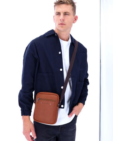 LES ATELIERS FOURES - Saccoche Cuir Homme - Zéphyr - Fauve sportium store