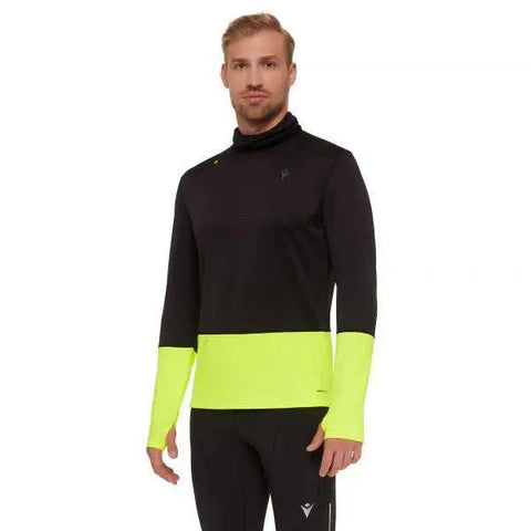 MACRON - Maillot Running à Col Montant - Danny - Noir Jaune Fluo - sportium store