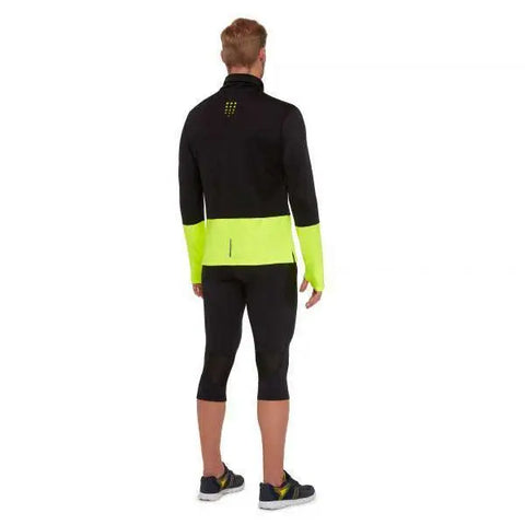 MACRON - Maillot Running à Col Montant - Danny - Noir Jaune Fluo - sportium store